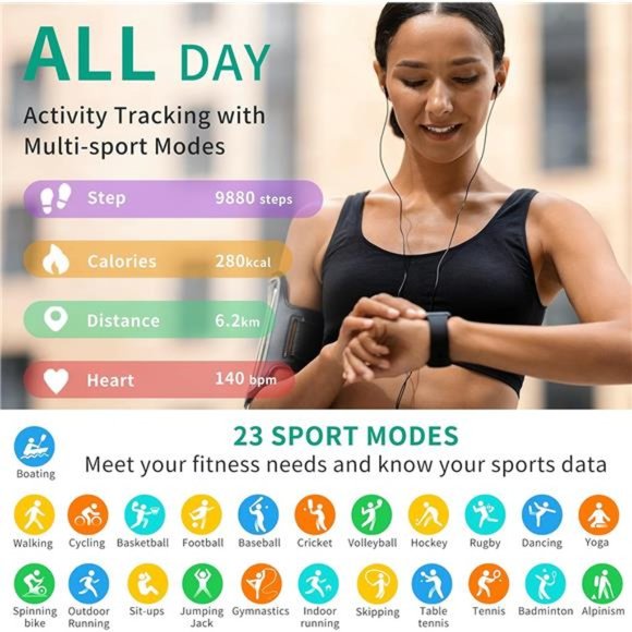 Smart Watch Call Receive/Dial, 1.85'' Smartwatch with AI Voice Control - Picture 6 of 6